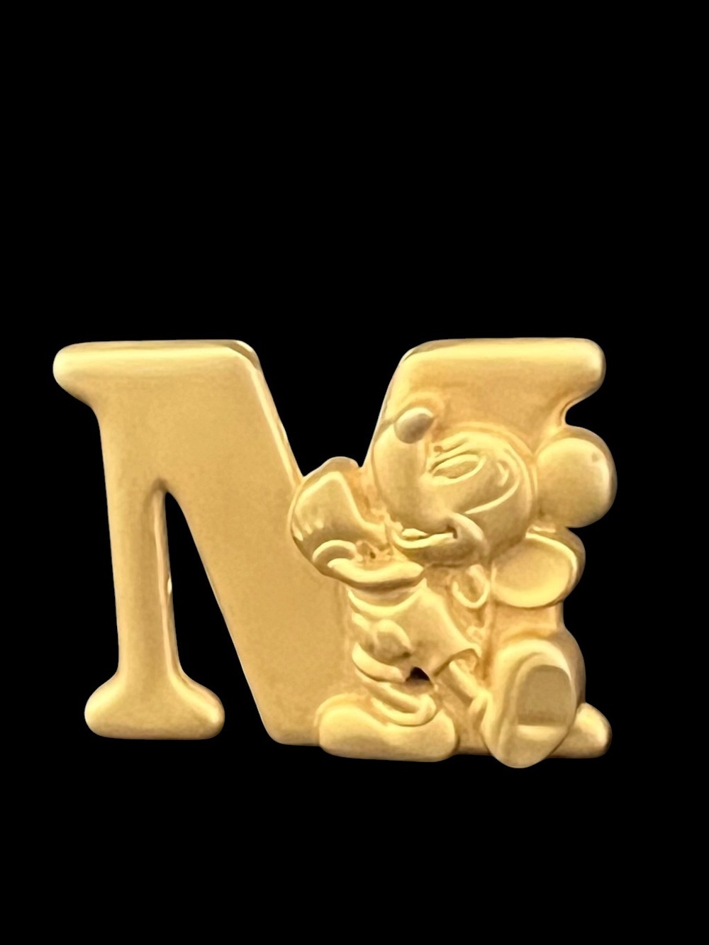 Disney Vintage Gold-Tone Letter M - Mickey Mouse Brooch Pin